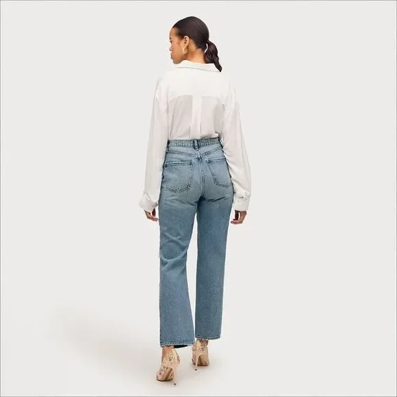 Sam Edelman YARO High Rise 90's Pinched Waist Jeans Distressed Denim Size 31 - Picture 3 of 11